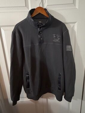 NRA Men’s 2XL Quarter Snap Sweatshirt Eagle Flag Gray Camo Trim
